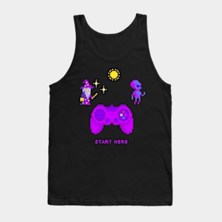 Start Here - Gamer -Pixel Tank Top